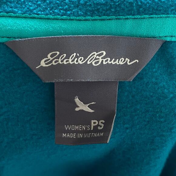 NEW EDDIE BAUER Quarter Zip Fleece Jacket Teal Blue Green Size Small Petite - Picture 5 of 6